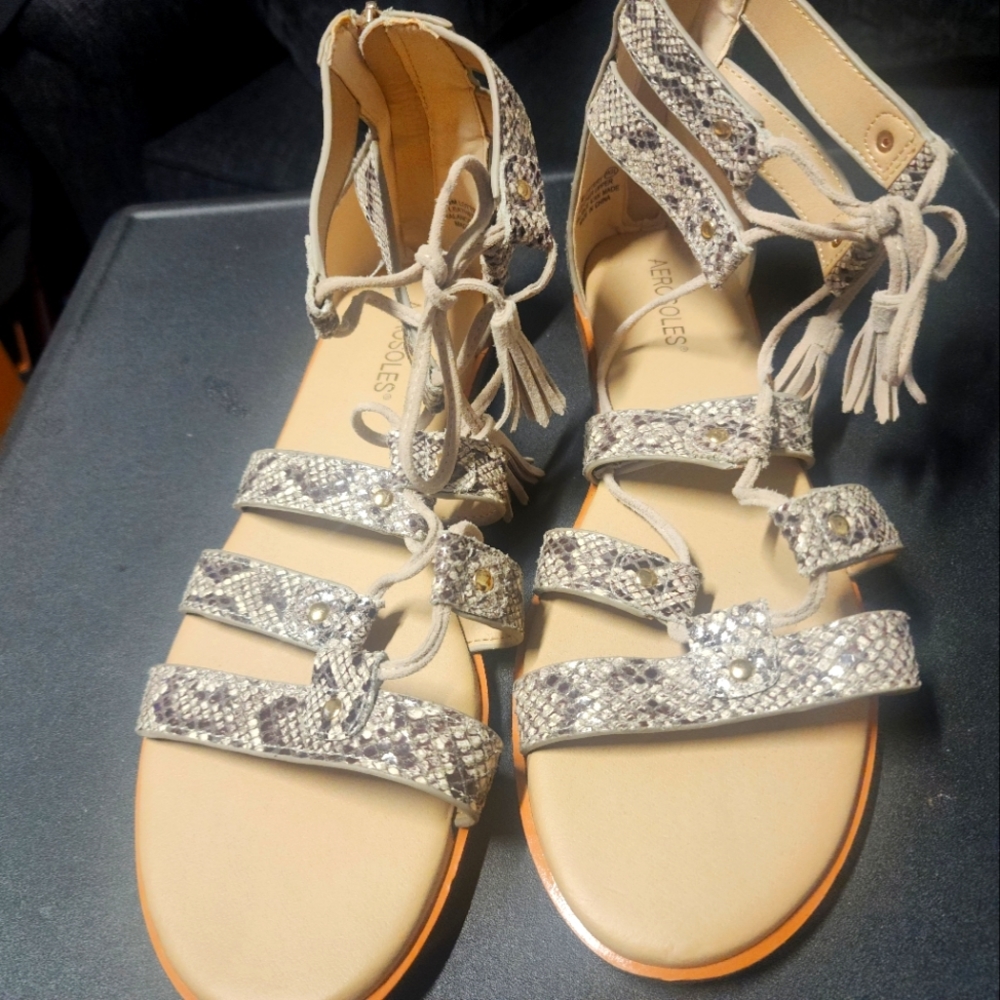 "Snake skin" gladiator sandals
